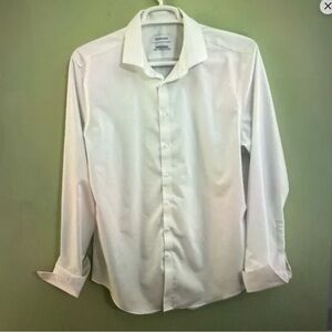 Calvin Klein Men's White Dress Shirt French cuffs formal neck 17.5 big and tall
